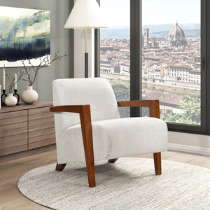 English Elm Ultra-Modern Mid-Century Chenille Armchair with Chestnut Solid Wood Frame, Dacron Foam Comfort, Stylish Seating for Living Room Beige 30.25 L x 28.75 W x 17.25 H B011P308548