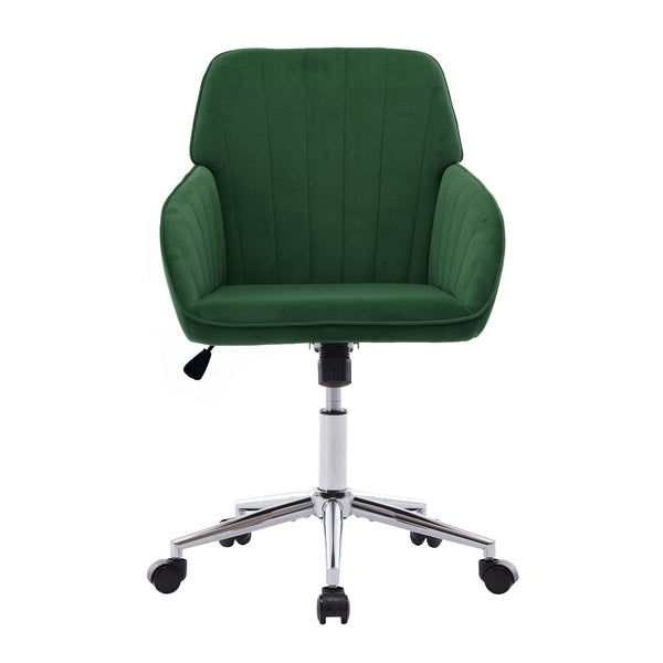 English Elm TY Velvet Ergonomic Office Chair with Memory Foam Cushion, S-Curve Lumbar Support, Green Comfort W2311P277205