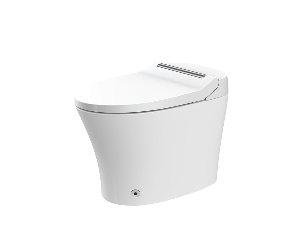 English Elm Smart toilet One-Piece Elongated Heated Seat with Foot Sensor, Dual Flush, Auto-LED Night Light, IPX4 Waterproof and Soft-Close Comfort Bowl (White) N753P222587W