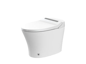 English Elm Smart toilet One-Piece Elongated Heated Seat with Foot Sensor, Dual Flush, Auto-LED Night Light, IPX4 Waterproof and Soft-Close Comfort Bowl (White) N753P222587W