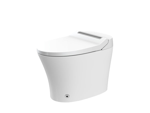 English Elm Smart toilet One-Piece Elongated Heated Seat with Foot Sensor, Dual Flush, Auto-LED Night Light, IPX4 Waterproof and Soft-Close Comfort Bowl (White) N753P222587W