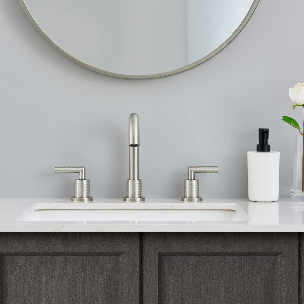 English Elm Bathroom Faucet Brushed Nickel 2 Handle Widespread Sink Faucet With 360° Swivel Spout & Drain T3177P277502