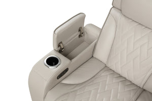 English Elm Jazmina Power Reclining Sectional with Led Lighting Bluetooth Speakers and Usb Charging Ports White B2749S00270