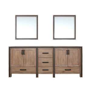 English Elm Rustic Barnwood Double Bath Vanity Set With Mirrors - 80" Wide, Spacious Storage & Farmhouse Style B2731S00588-GIGA