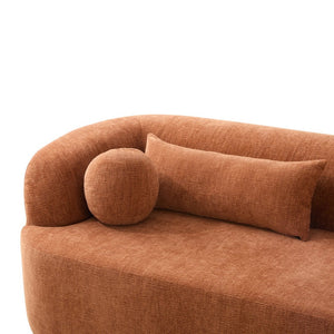 English Elm [new]86" Chenille Cloud Sofa Curved Legless 3-seater with Pocket Springs for Living Room Orange N723P404465G