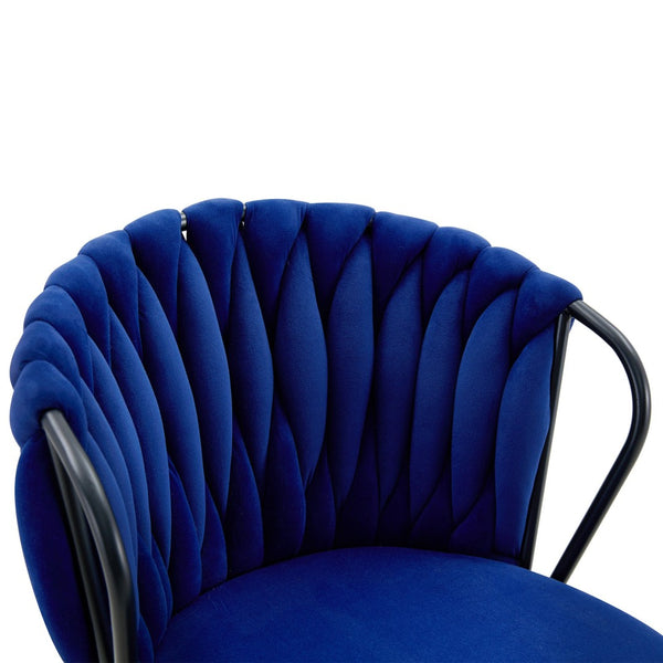 English Elm Set of 2 Velvet Counter Stools Woven Rope Backrest Padded Seat for Kitchen Island W3875P388493