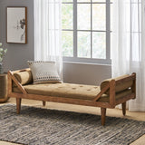 Christopher Knight Home® - Noble House - Zentner Rustic Tufted Double End Chaise Lounge with Bolster Pillows