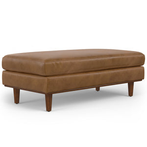 English Elm Morrison Large Rectangular Ottoman In Luxurious Caramel Brown Leather - Stylish & Versatile Seating B136P159246
