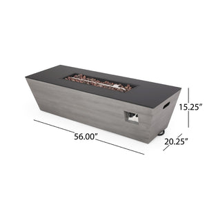 English Elm 56" Outdoor Mgo Fire Pit Table with Ceramic Top and 50000 Btu Propane Burner 67013.00-50K
