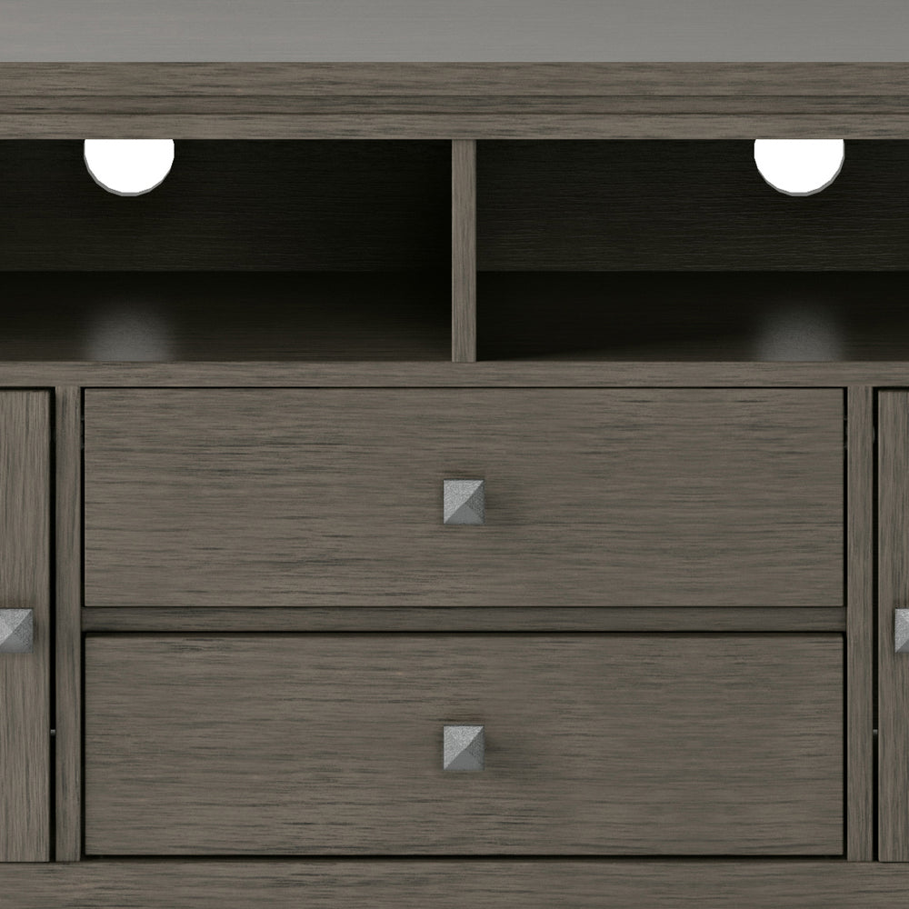 English Elm Cosmopolitan 72" Wide Tv Media Stand - Rustic Farmhouse Grey With Ample Storage & Cable Management B136P158553