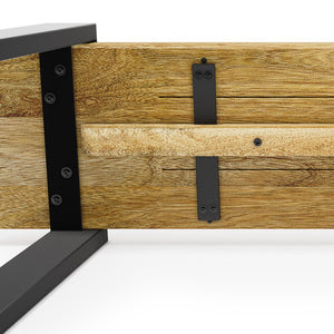 English Elm Nessa Solid Acacia Bench in Natural Finish — Handcrafted Industrial Entryway Seat with Metal Legs, 42" B136P159010