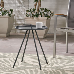 Christopher Knight Home® - Noble House - Vida Outdoor Modern 16.5" Side Table with Steel Legs -