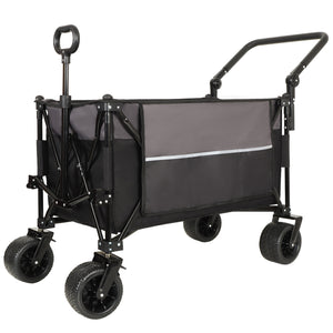 English Elm Multi-functional Folding Wagon with All-terrain Wheels Adjustable Handle Outdoor Hauler W2932P289380