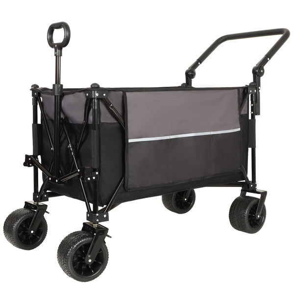 English Elm Multi-functional Folding Wagon with All-terrain Wheels Adjustable Handle Outdoor Hauler W2932P289380