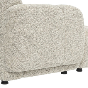 English Elm Beige Boucle L-shaped Sectional with Sculptural Cushion Blocks and Movable Ottoman Beige N758T404142A