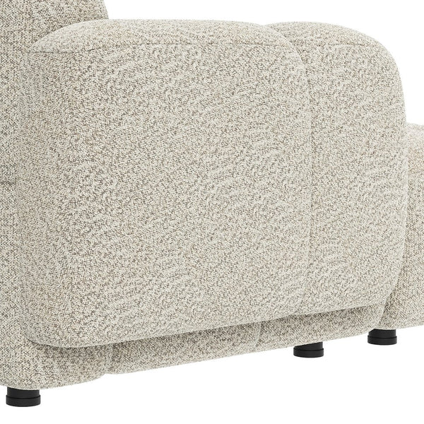 English Elm Beige Boucle L-shaped Sectional with Sculptural Cushion Blocks and Movable Ottoman Beige N758T404142A