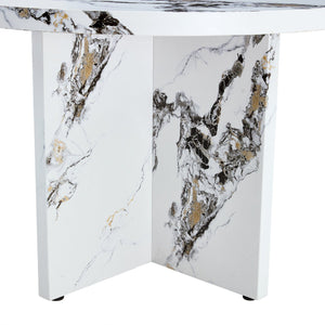 English Elm Round 42" Dining Table for 4-6 — Modern MDF Round Kitchen Table, 330lb Capacity, Café & Office Use N752P186173K