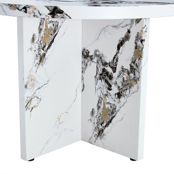 English Elm Round 42" Dining Table for 4-6 — Modern MDF Round Kitchen Table, 330lb Capacity, Café & Office Use N752P186173K