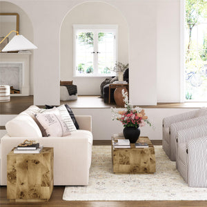 English Elm Moxie Burl Veneer 3 Piece Living Room Table Set with Stackable End Tables B2733P445246