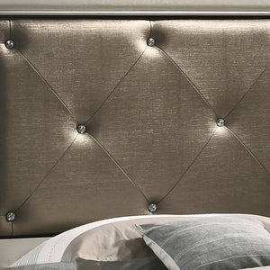 English Elm Elegant Silver Champagne Twin Bed Frame — Sturdy Particle Board, 53"H x 44"W x 80"D, Timeless Transitional Style, Easy Assembly B078S00443