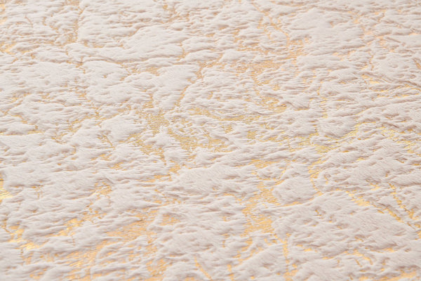 English Elm Luxury Faux Chinchilla Area Rug - Soft Beige With Gold-Gilded Abstract Design, Machine Washable & Durable B030P233666