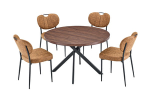 English Elm Round Foldable Mdf Dining Table with Radial Legs for Small Space Bistro Interiors Dark Walnut W3493P462092