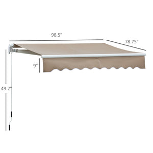 English Elm Outsunny 8' X 7' Manual Retractable Awning - Durable Outdoor Sun Shade For Patios & Windows, Brown W2225P174155-GIGA