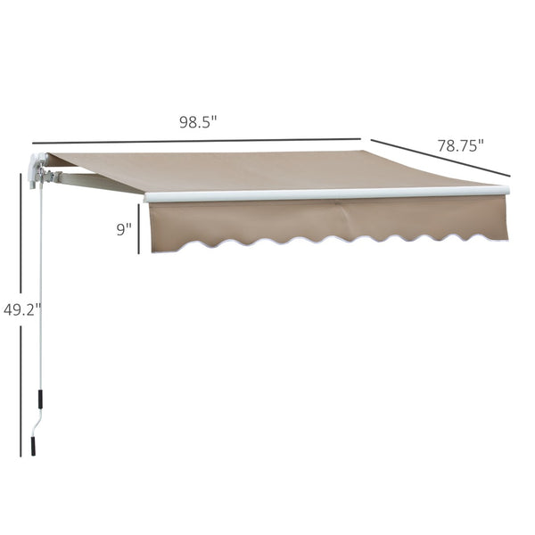 English Elm Outsunny 8' X 7' Manual Retractable Awning - Durable Outdoor Sun Shade For Patios & Windows, Brown W2225P174155-GIGA