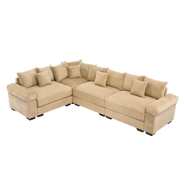 English Elm Oversized Modular Sectional Couch - Cloud-Like Comfort, Deep Seats, Extra-Wide Armrests, 12 Pillows W714S01304-GIGA
