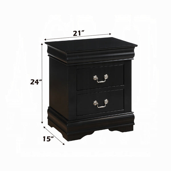 English Elm Solid Pine Nightstand with 2 Drawers and Brushed Nickel Hardware — Spacious Contemporary Storage Solution Black B016P253275