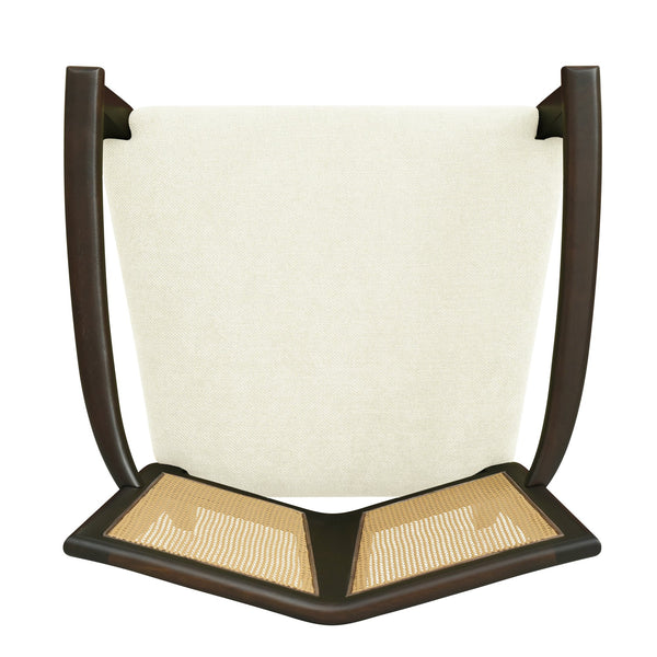 English Elm Christopher Knight Home® - ARM Mid-Century Dining Chair with Rattan Back & Upholstered Foam Seat, Solid Rubberwood Frame Beige,Dark Brown N771P254005O