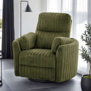 English Elm Power Power Glider Recliner with Swivel, Smooth Glide Motion, Power Recline Button, Plush Pillow Seat, Vibrant Upholstery Accents for Modern Living Room Olive Green 39 L x 32 W x 26 H B2741P391200