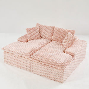 English Elm Pink Turtle Velvet Double Chaise Lounge – Versatile Lazy Sofa With Plush Comfort For Stylish Relaxation W3371S00030-GIGA