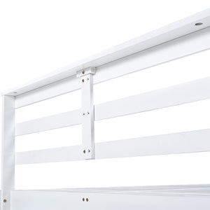 English Elm TOPMAX Acacia Wood Porch Swing Bed with 96" Hemp Ropes, Open-Side Minimalist Patio Lounger, 350lb Capacity White N717P265860K