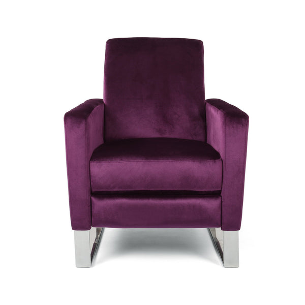 English Elm Christopher Knight Home® - Arvin Plush Push-Back Recliner with Stainless Steel Legs — Modern Fabric Comfort for Living Rooms Purple 65272.00NVLTEGGPL
