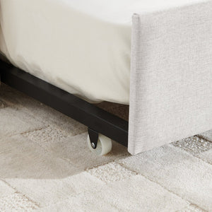 English Elm Twin Size Daybed With Trundle - Elegant Upholstered Sofa Bed In Beige Linen With Stripes, Space-Saving W1413S00090-GIGA