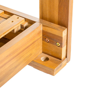 English Elm TOPMAX Acacia Wood Twin Porch Swing Bed Frame with High Back, 350lb Capacity & 118" Hemp Ropes Natural N717P265795A