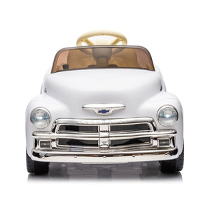 English Elm 12v Chevrolet 3100 Licensed Vintage Pickup Ride on Truck with Led Lights and Parent Remote White W1578P214179