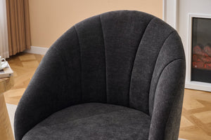 English Elm 068-chenille Swivel Accent Armchair Sculptural Curved Back Upholstered Living Room Seat Gray W527P438695
