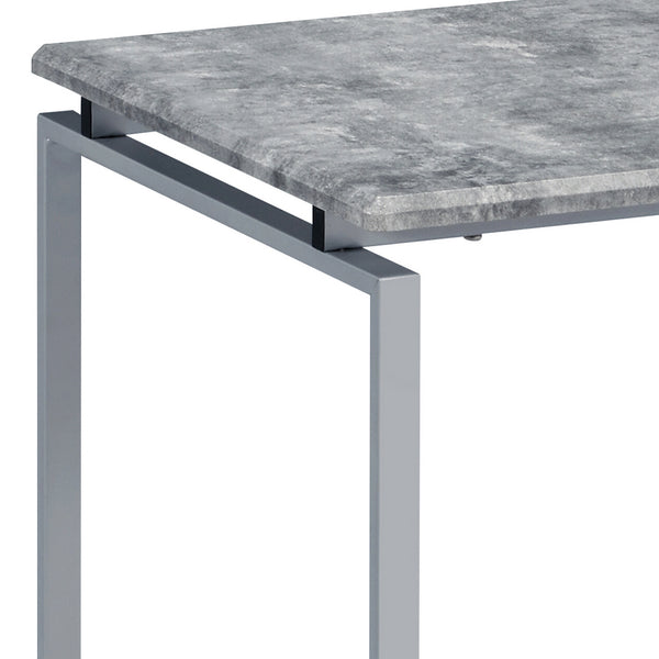English Elm Grey 3-Piece Occasional Set With Faux-Concrete Tabletop & Sleek Silver Metal Bases For Modern Style B062P185644