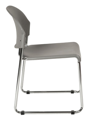 OSP Home Furnishings Stack Chair with Chrome Steel Frame Contoured Seat Ergonomic Support Stackable Office Seating Grey STC3230-2