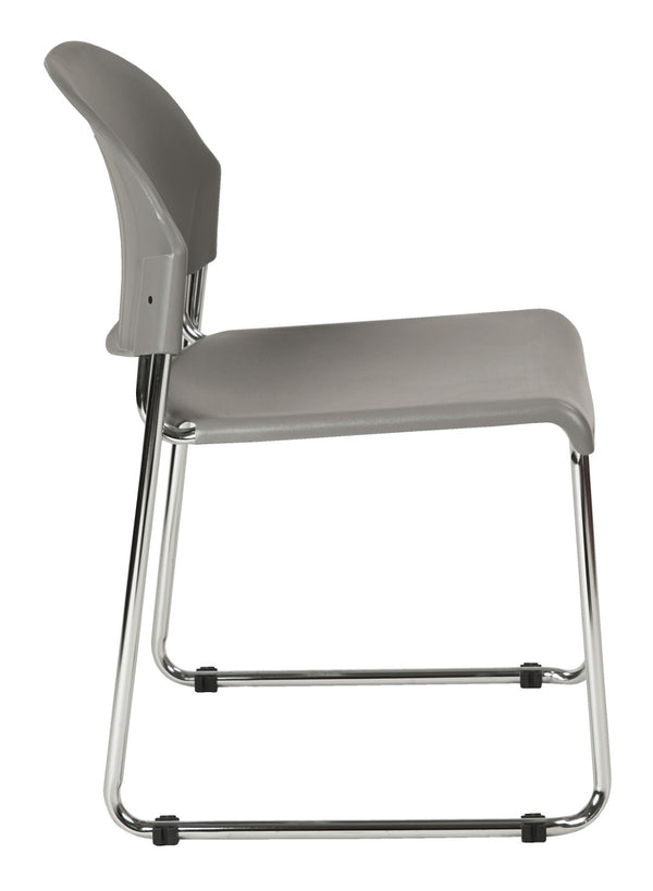 OSP Home Furnishings Stack Chair with Chrome Steel Frame Contoured Seat Ergonomic Support Stackable Office Seating Grey STC3230-2
