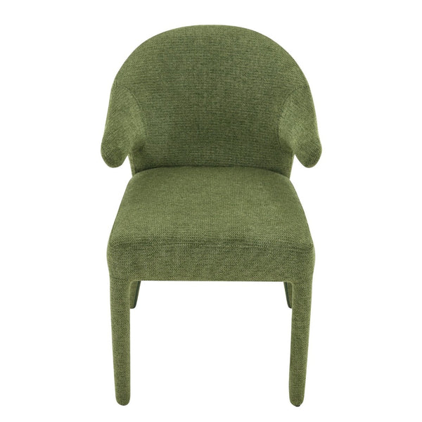 English Elm Modern Chenille Linen Accent Chair Sculptural Hollow Back Swivel Seat for Dining Vanity Green W3493P456222