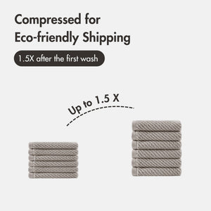 JLA Home Madison Park - 100% Cotton Zero-Twist Diagonal Ribbed Washcloths 6-Pack — Plush, Quick-Dry, High-Absorbency Towels Grey MP73-8866