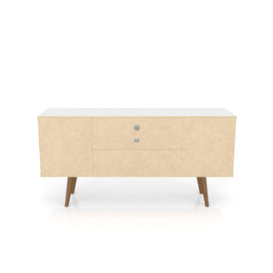 English Elm Liberty 53" Mid-Century Modern Tv Stand In Natural & White - Stylish Storage For Living Rooms B365P398327