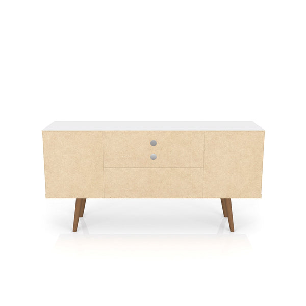 English Elm Liberty 53" Mid-Century Modern Tv Stand In Natural & White - Stylish Storage For Living Rooms B365P398327