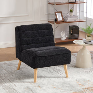 English Elm 24.4" Wide Modern Chenille Armless Accent Chair With Rubber Wood Legs - Ideal For Cozy Spaces W3098P308776