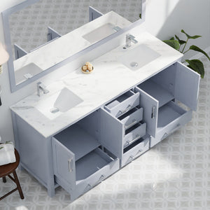 English Elm Dark Grey Double Bath Vanity Set With 72" Width, 28" Mirror & Ample Storage For Modern Spaces B2731S00519