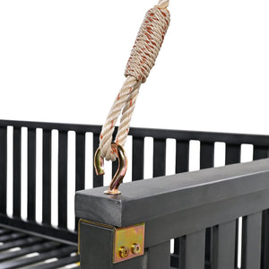 English Elm Topmax Acacia Wood Porch Swing Bed Sloped Frame Outdoor Lounger for Backyard Patio Black WF319383AAB