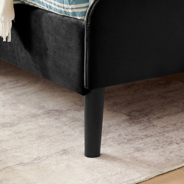 English Elm Twin Velvet Upholstered Platform Bed with 2 Underbed Drawers, Adjustable Sofa Bed, Modern Black Design W1413P298910